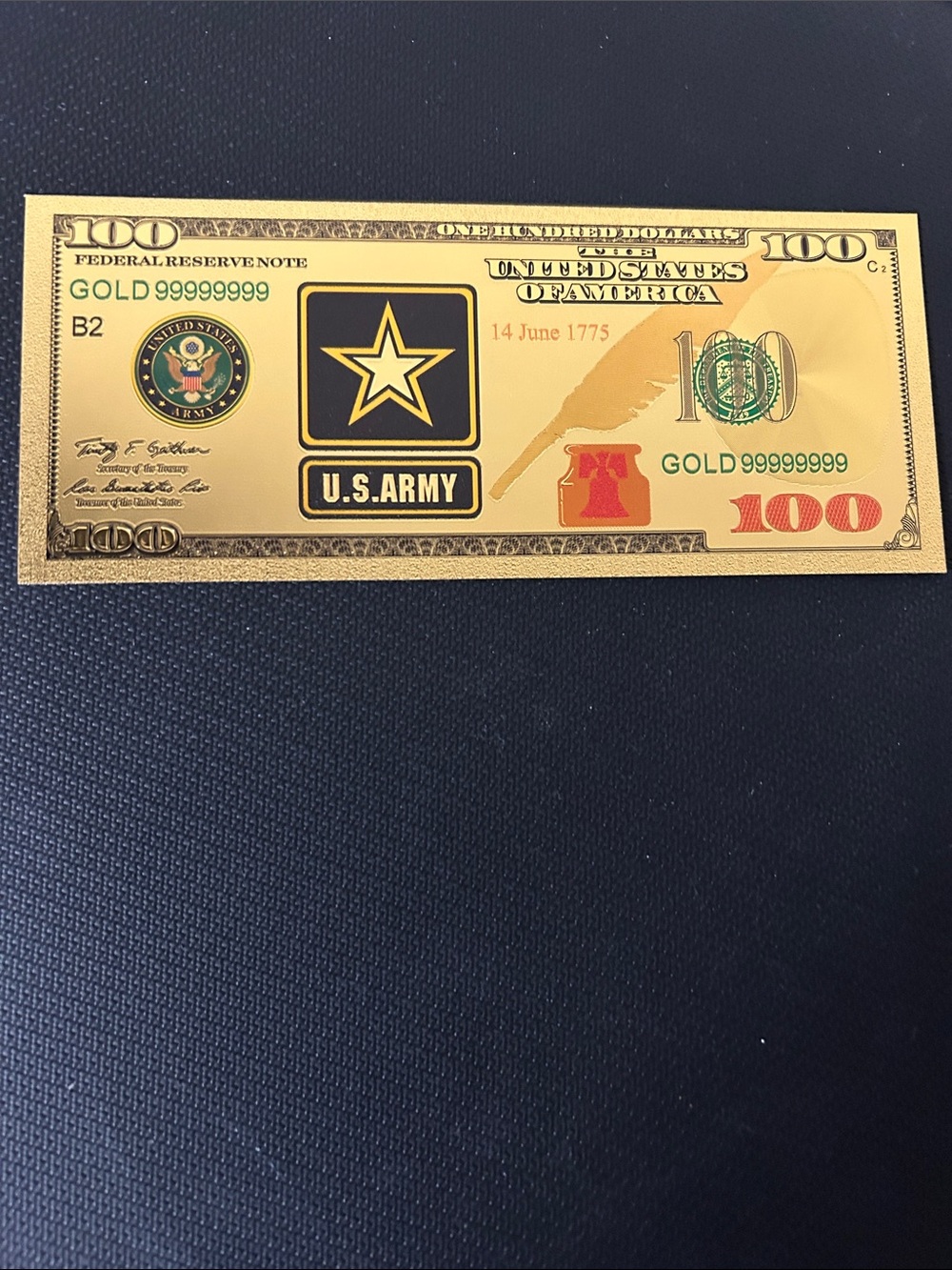 U.S. Army Gold Novelty Bill